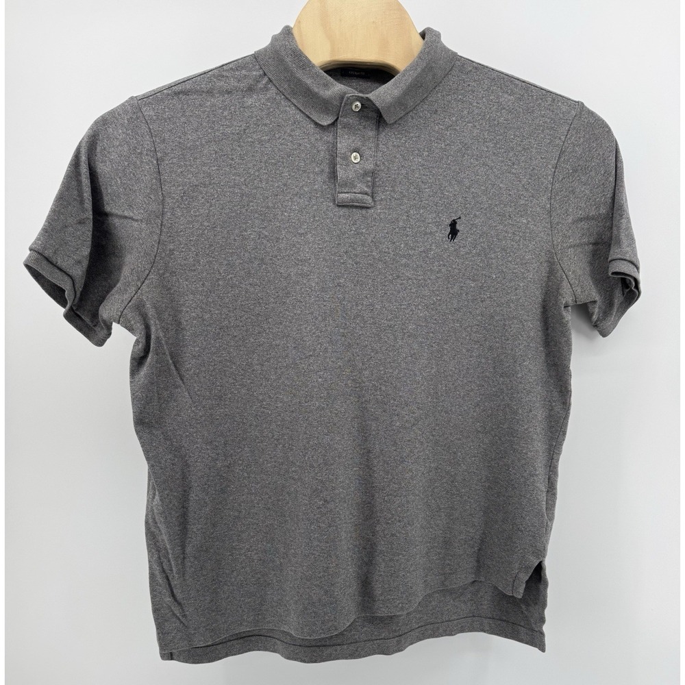 Polo Ralph Lauren Men's Shirt Gray Custom Fit Black Pony Preppy Size XL